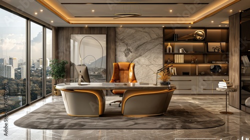 Office Room With Desk and Chair