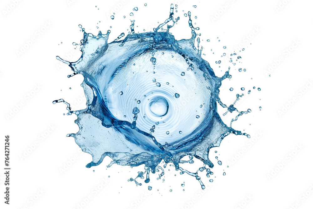 Fototapeta premium Rounded splash of blue water isolated on white background