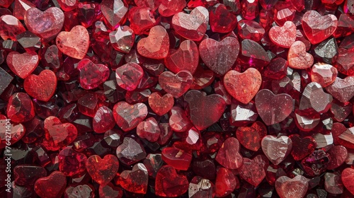 Many Red Heart Shapes Arranged Together