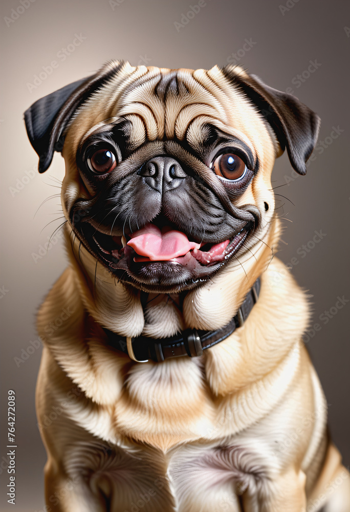 Half body pug dog portrait