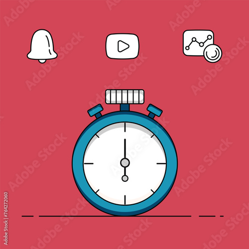 Flat outline design vector illustration concept for time management.