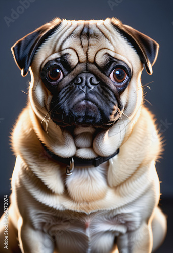 Half body pug dog portrait