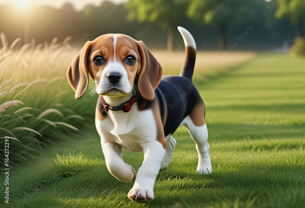 Beagle dog in the garden