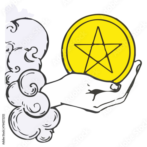 Ace of Pentacles tarot card | vector
