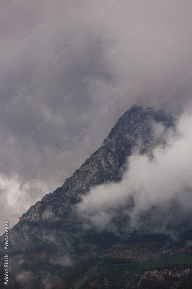 Mountain landscape. rain clouds over the mountain.  Turkey.