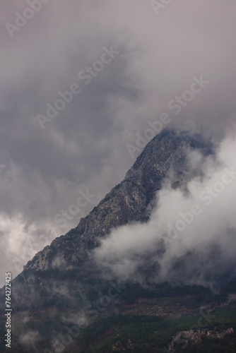 Mountain landscape. rain clouds over the mountain. Turkey.