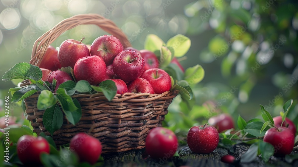 Basket Filled With Red Apples Basket Filled With Red Apples