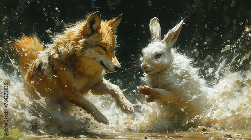 a picture of a rabbit and a fox photo
