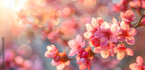 Abstract nature spring background with a flower banner, ideal for spring-themed events and promotions.