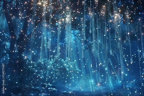 Whispers of Magic: Glittery Particle Rain in a Fantastical Setting.