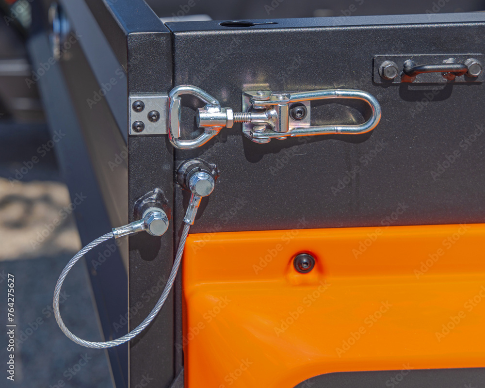 Closed Latch and Safety Cable Wire at Trailer Door Closed Latch and Safety Cable Wire at Trailer Door