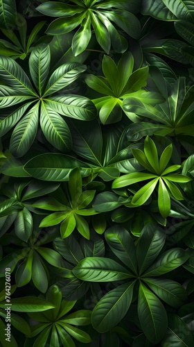 Wallpaper Mural Tropical leaves background, green nature concept, top view . Torontodigital.ca