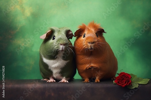 the guinea pigs look like they are sitting on Valentine's Day.