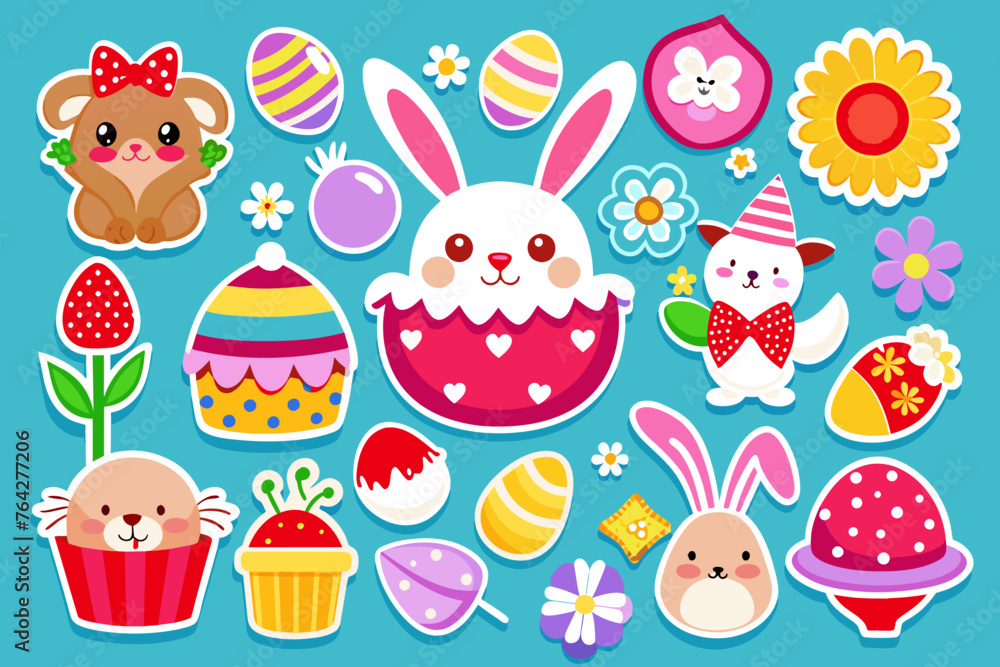 easter stickers vector illustration easter stickers vector illustration