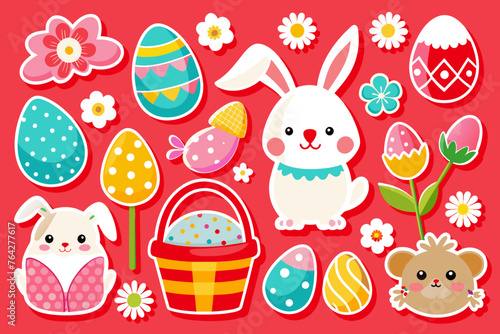 easter stickers vector illustration