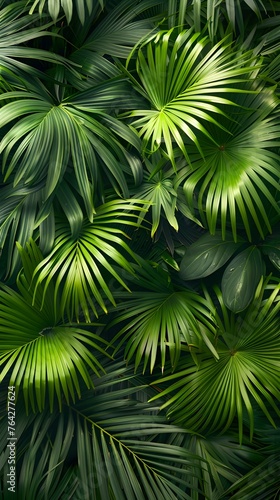 green tropical leaves top view. Floral background