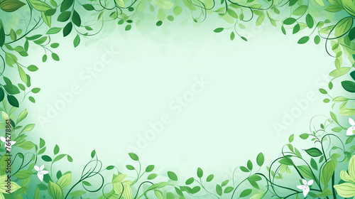 Green Leafy Frame on Soft Pastel Background, Nature-Inspired Design with Copy Space