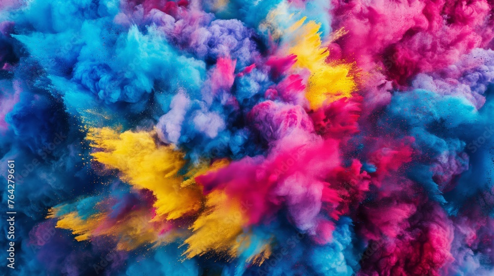 Abstract explosion of colorful clouds, ideal for creative backgrounds and imaginative concepts.