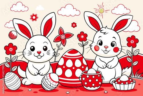 easter les eufs et lapins pack coloring book vector illustration photo