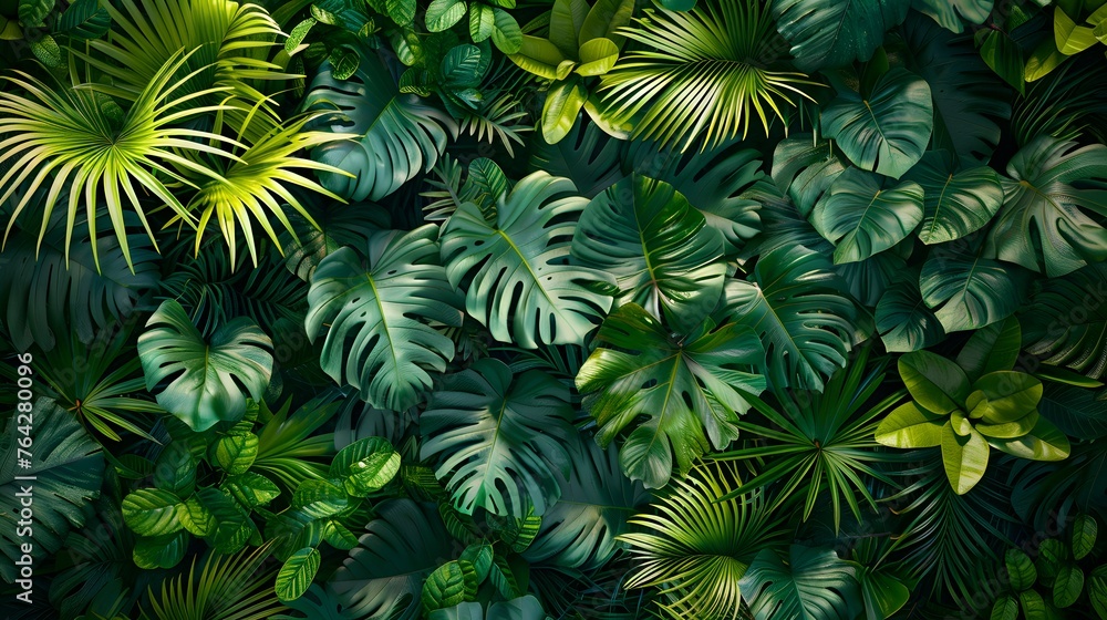 green tropical leaves top view. Floral background green tropical leaves top view. Floral background