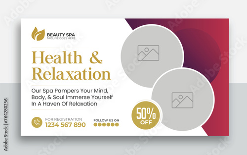 Beauty spa web banner template design | Health and body massage, salon, cosmetic treatment service marketing video thumbnail