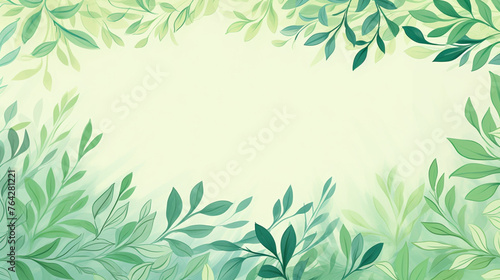 Wallpaper Mural Green Leaves Border on Light Background, Fresh Botanical Frame with Copy Space Torontodigital.ca