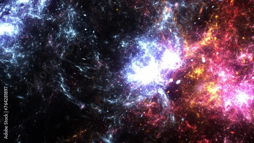 mystische rot schimmernde interstellare Nebelschwaden im Universum, Sterne, Weltall, Raumfahrt, Teleskop
 photo