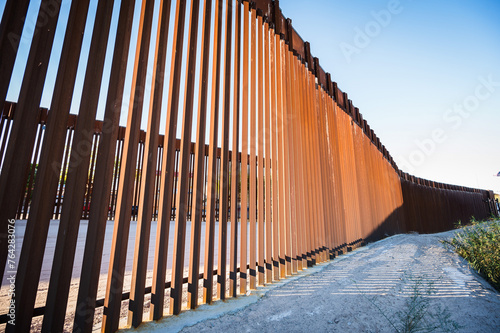 The US border wall between Yuma Arizona and Los Algodones Mexico.