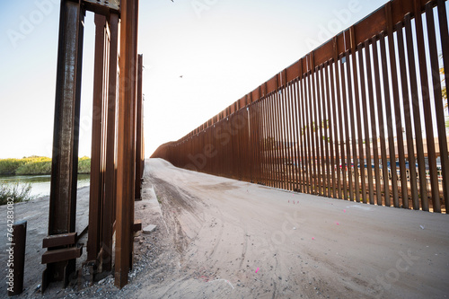 The US border wall between Yuma Arizona and Los Algodones Mexico.