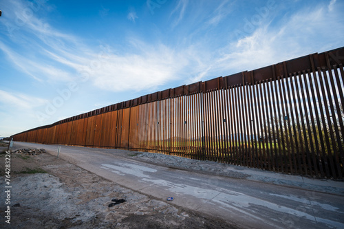 The US border wall between Lukeville Arizona and Sonoyta Mexico.