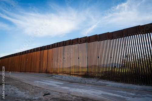 The US border wall between Lukeville Arizona and Sonoyta Mexico.