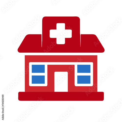 Gradient color healthcare  facilities Hospital clinic building symbol icon vector graphic
