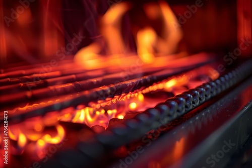 Glowing Heat: Grill Bars Caught in Flames