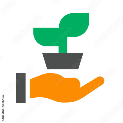 hand holding plants symbol, save plants icon