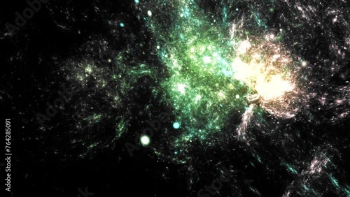 mystische grün schimmernde interstellare Nebelschwaden im Universum, Sterne, Weltall, Raumfahrt, Teleskop
 photo