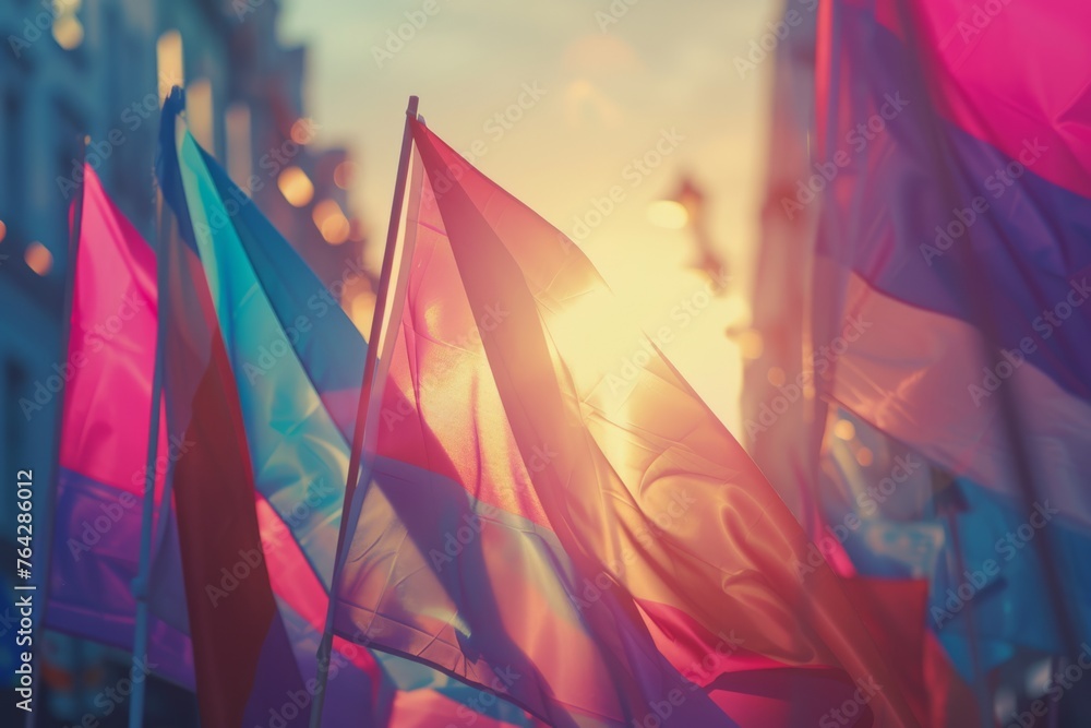Protest with trans Flags and Gay Rights Flags
 - obrazy, fototapety, plakaty 