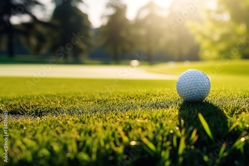 Golf ball on the green grass, golf course
