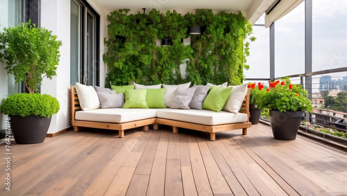 Beautiful of modern terrace with wood deck flooring