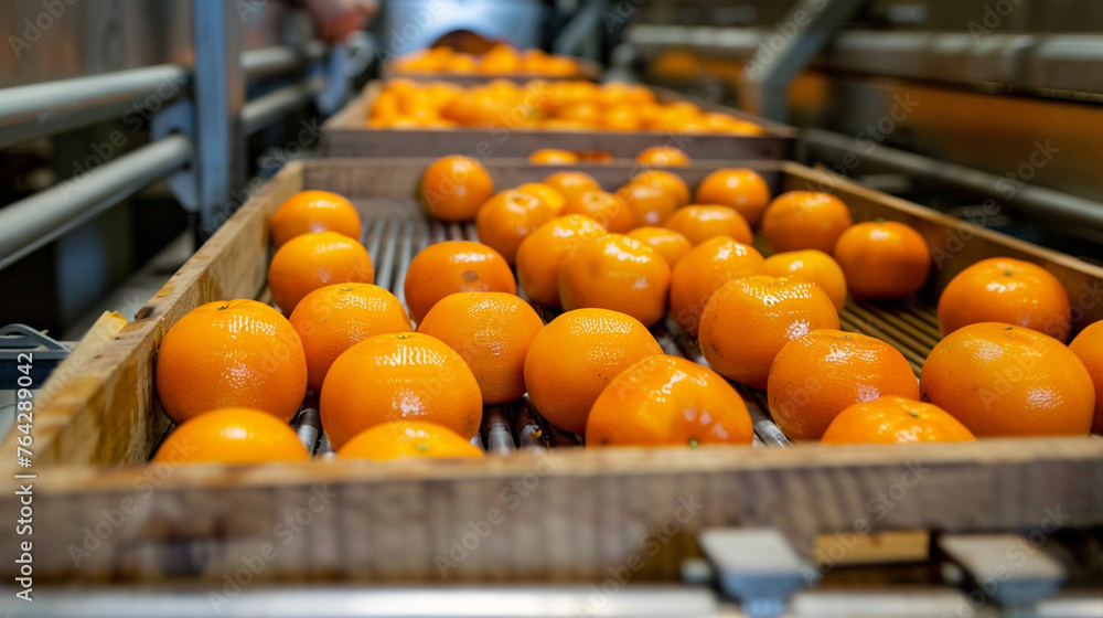 Organic Orange wooden box belt line production manufacturing. Organic Orange wooden box belt line production manufacturing.