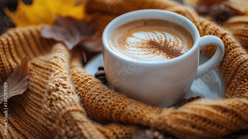 Cappuccino Cup on White Saucer