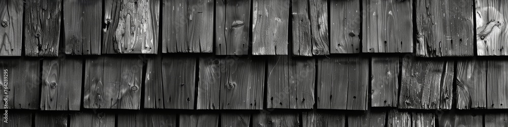 Black wooden shingle wall background, texture pattern for web design or print presentation of architectural elements. Wide banner with copy space for web design or print presentation, magazine cover Black wooden shingle wall background, texture pattern for web design or print presentation of architectural elements. Wide banner with copy space for web design or print presentation, magazine cover
