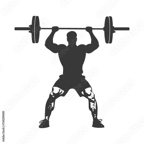 Silhouette Man weightlifting Player in action full body black color only