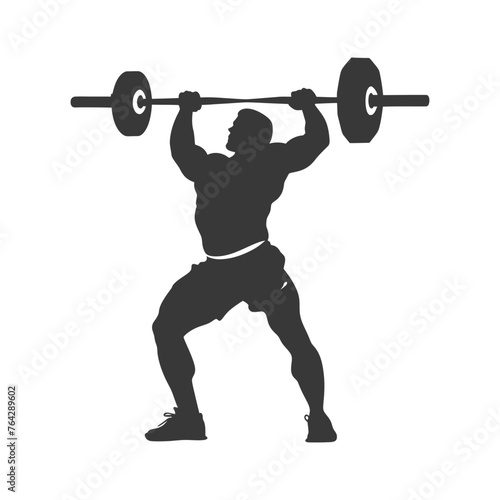 Silhouette Man weightlifting Player in action full body black color only