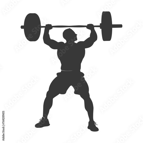 Silhouette Man weightlifting Player in action full body black color only