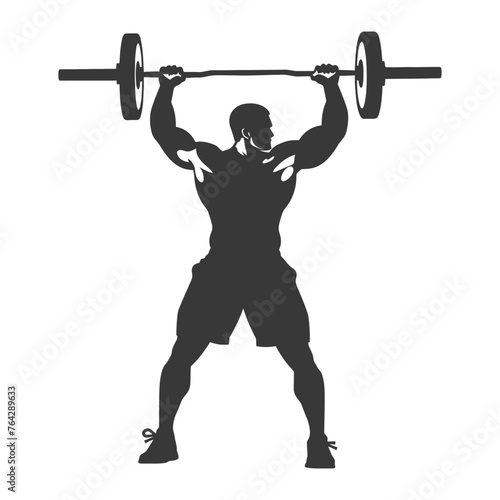 Silhouette Man weightlifting Player in action full body black color only