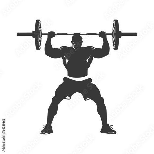 Silhouette Man weightlifting Player in action full body black color only