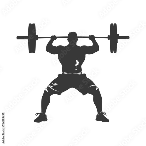 Silhouette Man weightlifting Player in action full body black color only