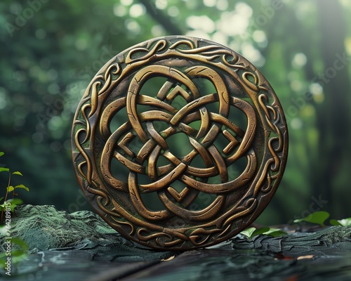 Capture the essence of Celtic mysteries and legends with an eye-level angle Incorporate ancient symbols into a modern design for a fresh perspective