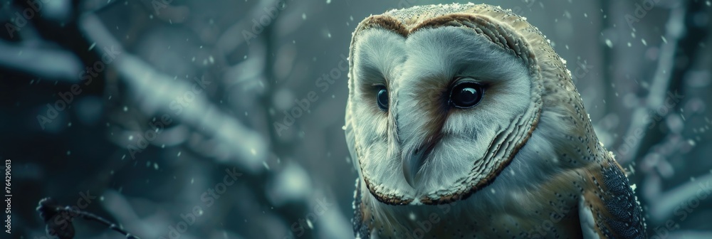 Soulful Eyes of a Barn Owl in Mystic Woods