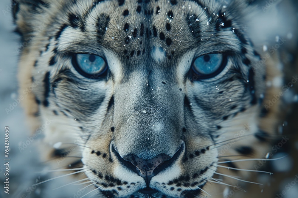 Obraz premium Immersive Gaze of a Snow Leopard